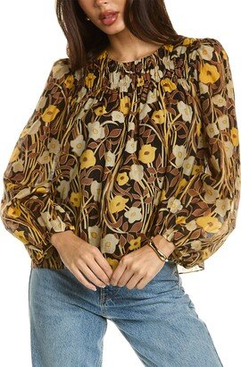 Daphne Fleur Silk-Blend Blouse