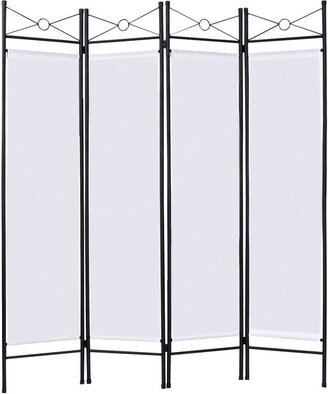 White 4 Panel Room Divider Privacy Screen Home Office Fabric - 63'' X 71''
