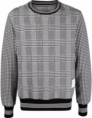 Houndstooth-Pattern Cotton Sweatshirt