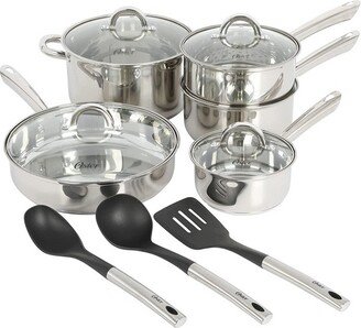 Sangerfield 12 Piece Stainless Steel Aluminum Base Cookware Set