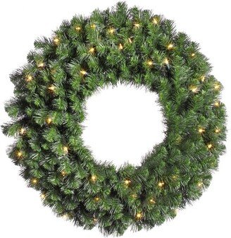 Douglas Fir Artificial Christmas Wreath, Clear Dura-lit Incandescent Mini Lights