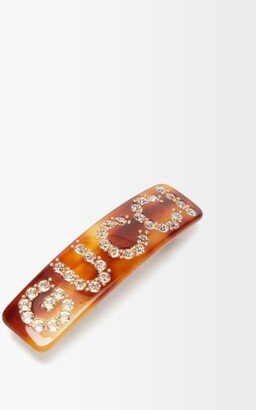 Crystal-logo Tortoiseshell-acetate Hairclip