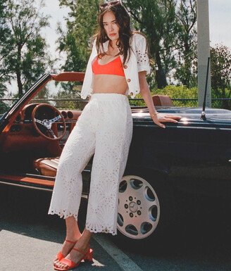 Andie The Suasi Crop Pant - Eyelet - White