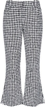 Houndstooth Cropped Flared Trousers