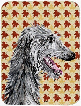 SC9693LCB Scottish Deerhound Large Size Fall Leaves Glass Cutting Board