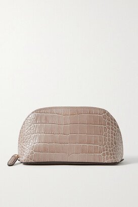 Mara Croc-effect Leather Cosmetic Case - Brown