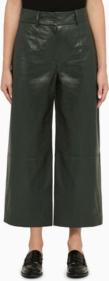 IVY OAK Lila cropped green leather trousers