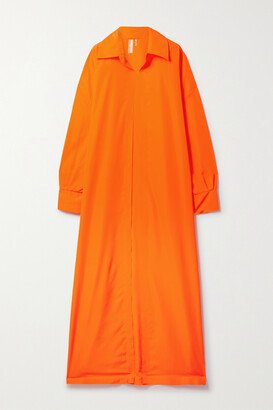 Oversized Neon Sateen Shirt - Orange