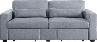 Linen Upholstered Sofa with 2 Storage Drawers in Gray