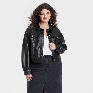 Women's Faux Leather Moto Jacket Black