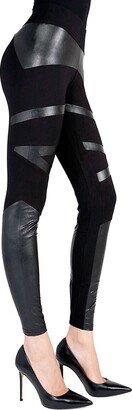 Moto Faux Leather-Trimmed Shaping Leggings