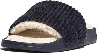 iQushion Fleece-Lined Corduroy Slides (Midnight Navy) Women's Sandals