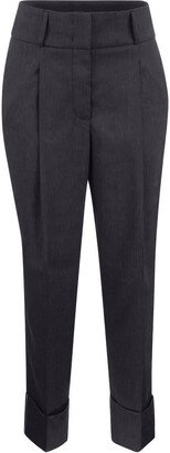 Wool and linen pleated trousers