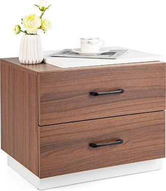 Tangkula Nightstand Bedside Side End Table w/ 2 Drawers for Bedroom Living Room