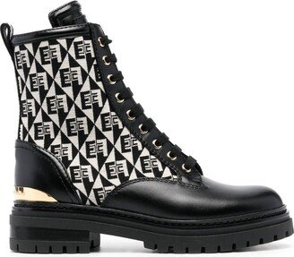 Logo-Jacquard Combat Boots