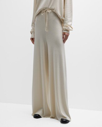 Delphine Silk Wide-Leg Pull-On Pants