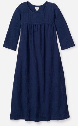 Petite Plume™ women's gauze Provence nightdress in navy