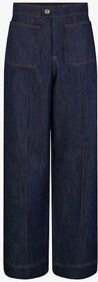 Womens Blue Harry Wide-leg Twin-pocket Jeans