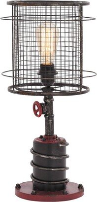 10 x 21 Industrial Accent Lamp with Iron Wire Cage Shade Red/Black - Olivia & May