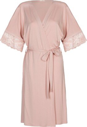 Oh!Zuza Night&Day Elegant Robe - Viscose And Lace - Rose Gold