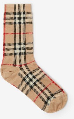 Check Intarsia Technical Stretch Cotton Socks