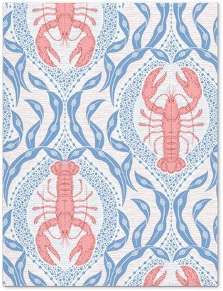 Journals: Lobster And Seaweed Nautical Damask - White, Coral Pink And Cornflower Blue Journal, Blue