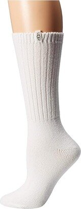 Rib Knit Slouchy Crew Socks (White) Women's Crew Cut Socks Shoes