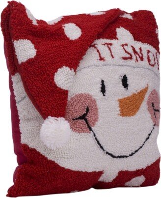 Hooked 3D Snowman Decorative Pillow, 14 x 14