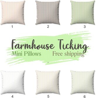 Farmhouse Mini Pillows - Ticking Stripe Tiered Tray Decor Miniature Home Accents Palette