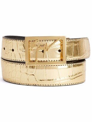 Metallic Logo-Buckle Belt