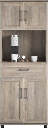 RealRooms Tindall 1 Drawer / 4 Door Tall Coffee Bar, Gray Oak