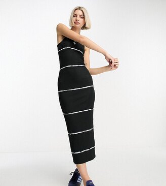 Close fitted rib midaxi dress in black tie dye exclusive to ASOS