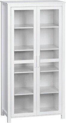 HOMCOM Freestanding Kitchen Pantry, 5-tier Storage Cabinet with Adjustable Shelves and 2 Glass Doors, White