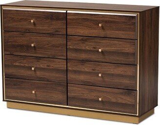 Cormac Wood and Metal 8 Drawer Dresser Walnut Brown/Gold