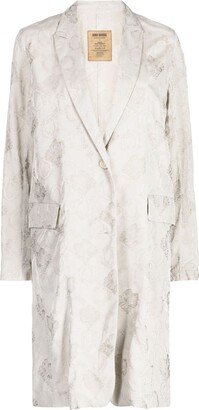 Floral-Embroidered Single-Breasted Coat-AA