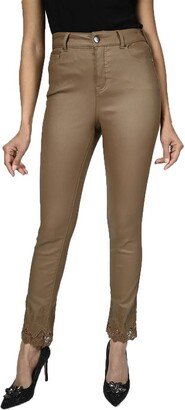 Frank Lyman Faux Leather Pants In Whiskey