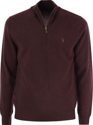 Wool pullover with half zip-AA