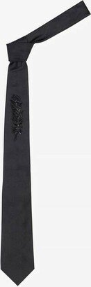 Men's Feather Jet Embroidery Tie In Black