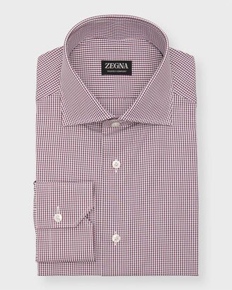 Men's Check-Print Cotton Dress Shirt