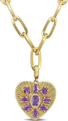 10K 1.60 Ct. Tw. Amethyst Heart Oval Necklace