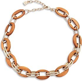 Luisa Wood Choker Necklace in Gold Tone, 13-16