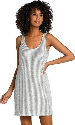 Breezy Stripe Tank Dress (Grey) Women's Swimwear