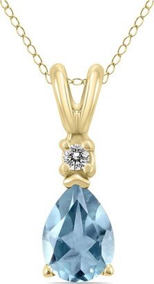 Gemstones 14K 0.32 Ct. Tw. Diamond & Aquamarine Necklace