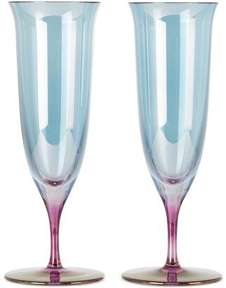 Blue & Purple Shade Glass Flute Set-AA