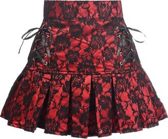 Daisy Corsets Women's Satin w Lace Overlay Lace-Up Skirt