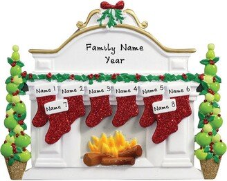 Family Of 8 Christmas Stockings On Fireplace Mantle - Table Decoration Grandkids Custom Ornament Personalized Grandparent Gift