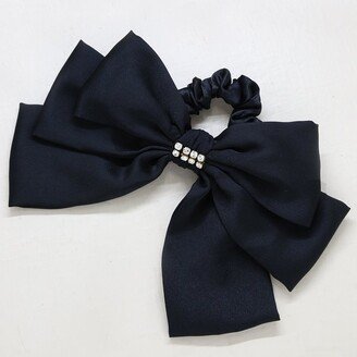 Oversized Bow Scrunchie With Crystal In Black