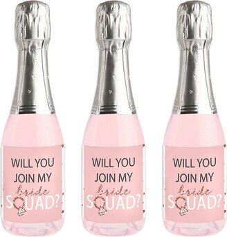 Big Dot Of Happiness Will You Join My Bride Squad? - Mini Wine Bottle Stickers Party Favor Gift 16 Ct