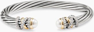 Helena Bracelet in Sterling Silver with Pearls, 18K Yellow Gold and Pav