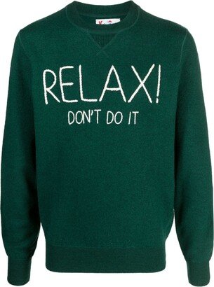 Slogan-Embroidered Wool Jumper